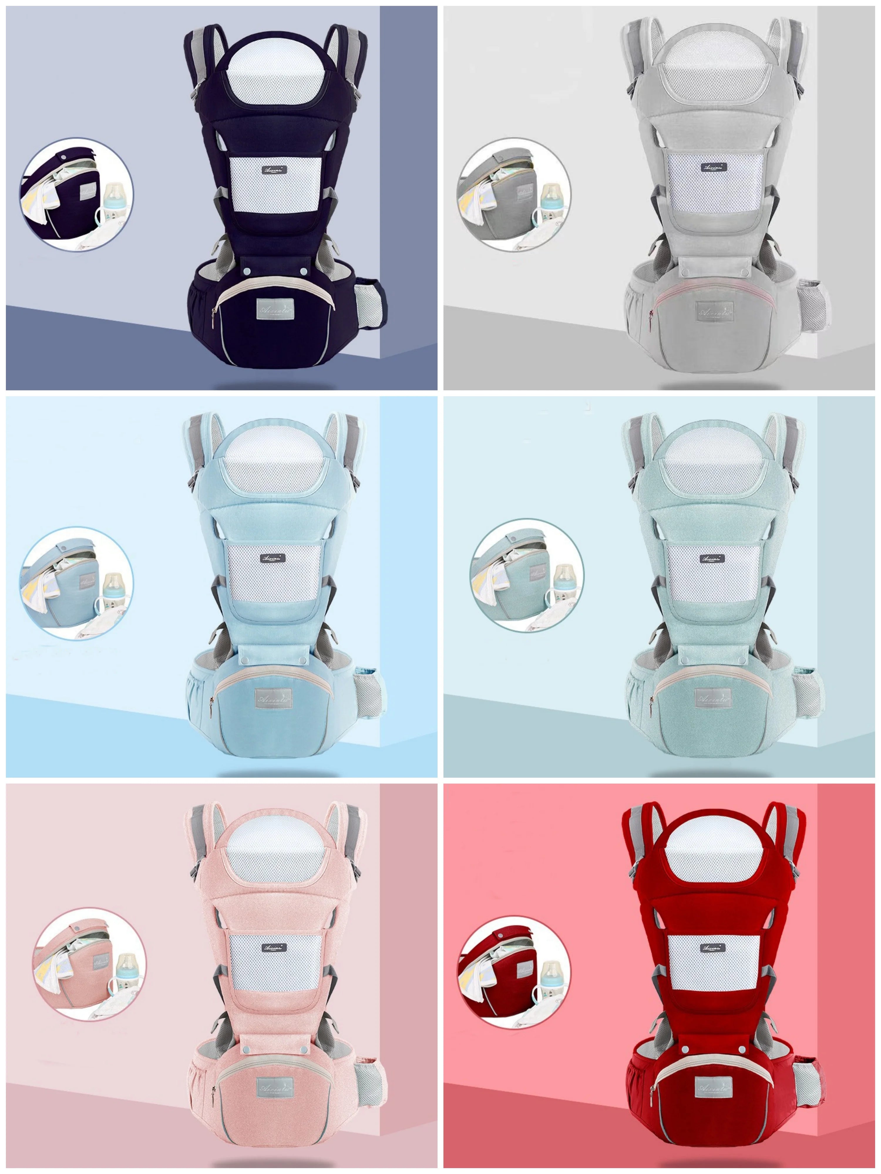 Baby Carrier with Hip Seat 6 in 1 Baby Wrap