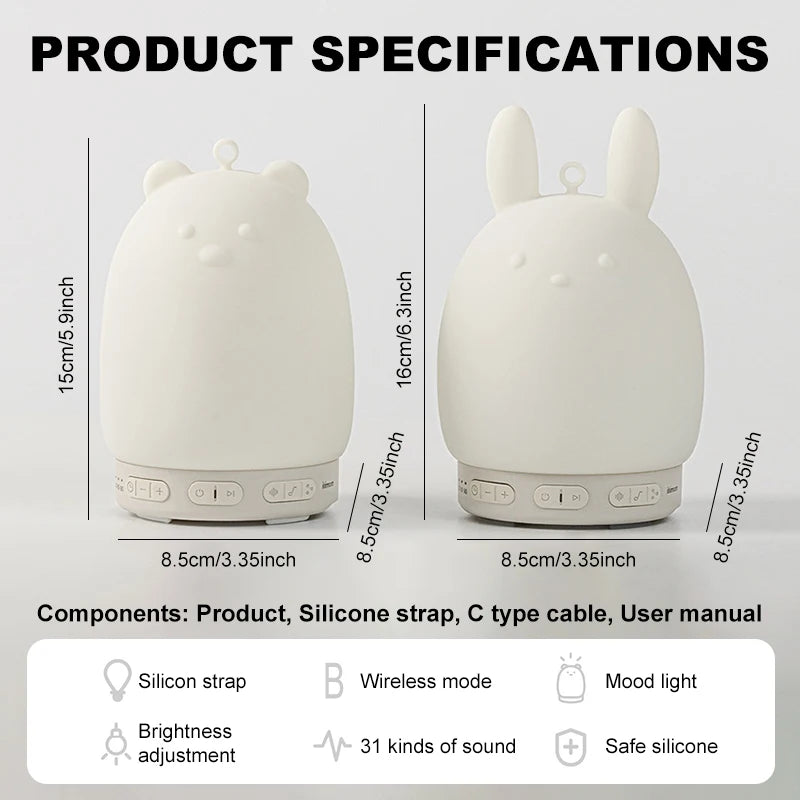 2026 Baby Sleep Soother Lullabies White Noise Machine Bedroom Light Nursery Essential Portable Speaker
